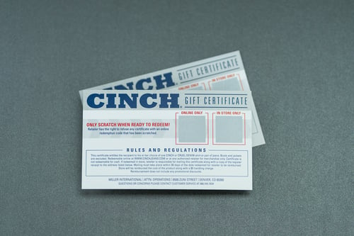 Cinch scratch off cards