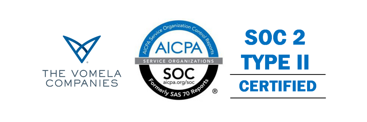 Vomela Companies and SOC 2 Type II Certification logos