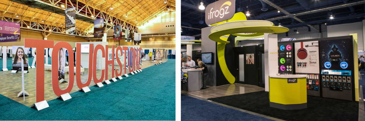 The trade show industry predicts that travel, events and trade shows will begin to make a comeback in the second half of 2022. Here are two event spaces that showcase unique shapes and displays..